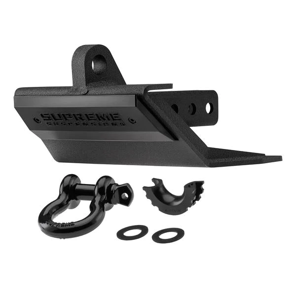 MULTI-FUNCTION HITCH RECEIVER SKID PLATE + D-RING SHACKLE + ISOLATOR UNIVERSAL BODY ARMOR - BLACK